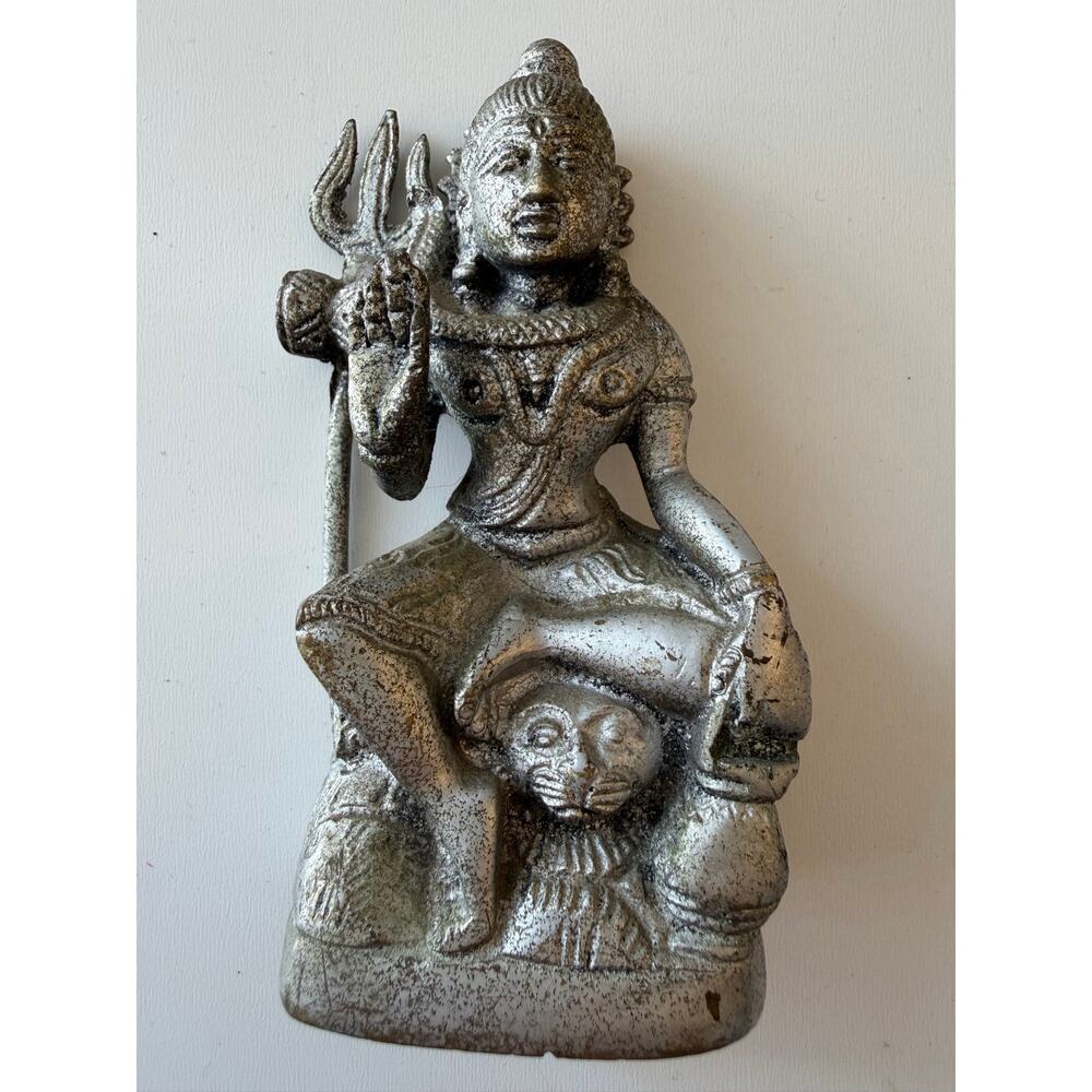 Hindu God Shiva Family Statue Parvati Vintage Brass Sculpture